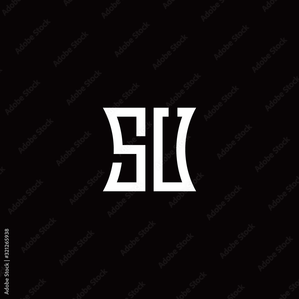 SU monogram logo with curved side style design template SU monogram logo with curved side style design template