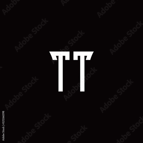 TT monogram logo with curved side style design template 