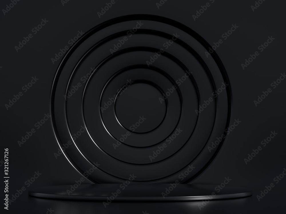 Fototapeta premium Elegant metal background with pedestal, podium and studio. 3d illustration, 3d rendering.