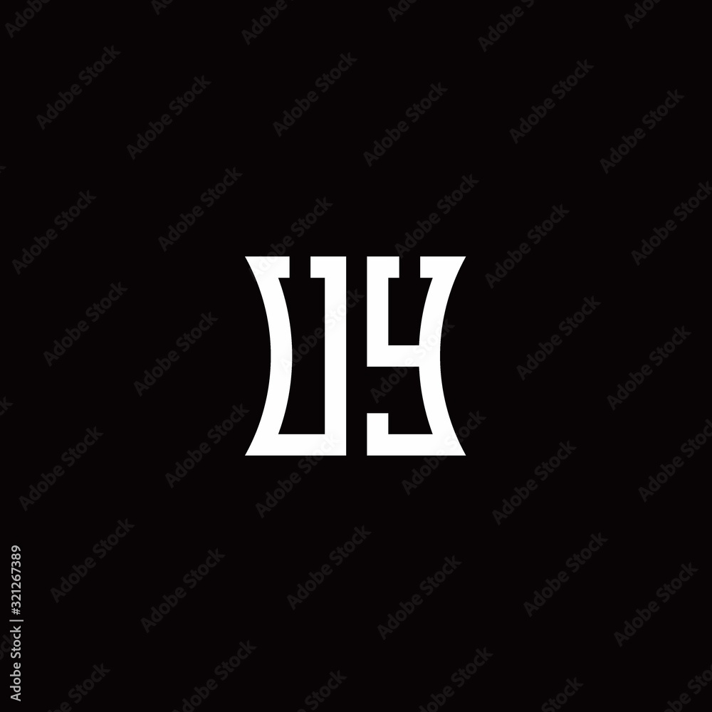 UY monogram logo with curved side style design template UY monogram logo with curved side style design template