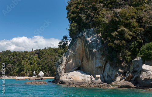 Sailing at Abel Tasman national Park. Coast New Zealand. At sea sailing photo