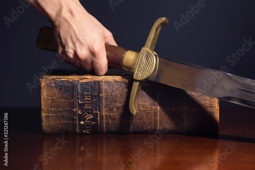 Принти на полотні Young Athletic Man with His Bible and Sword