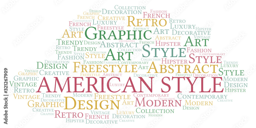 Fototapeta premium American Style word cloud.