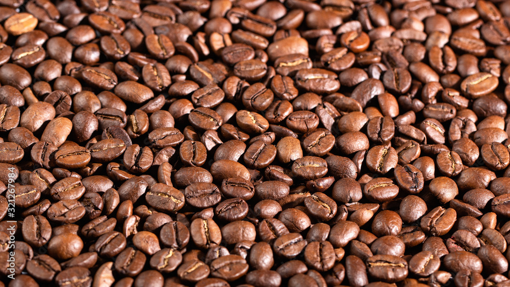 Texture of coffee seeds, selective focus, close-up Texture of coffee seeds, selective focus, close-up