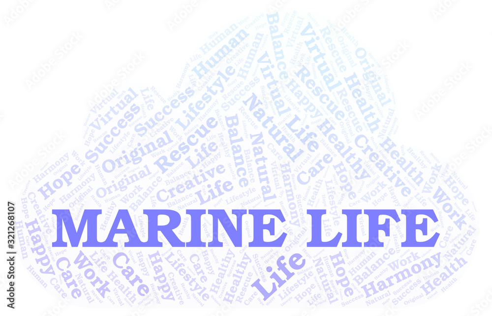 Obraz premium Marine Life word cloud.