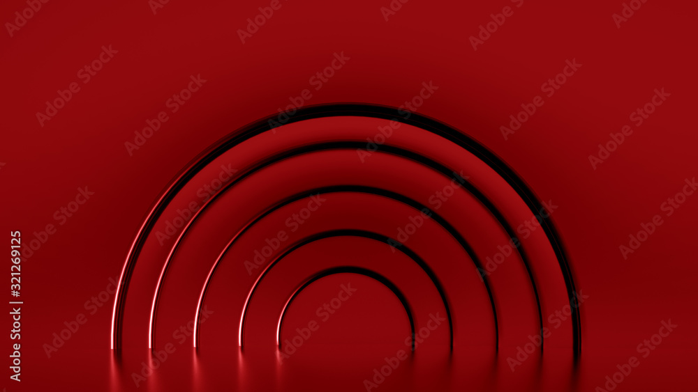 Obraz premium Elegant metal background with pedestal, podium and studio. 3d illustration, 3d rendering.