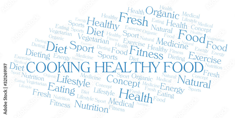 Cooking Healthy Food word cloud.