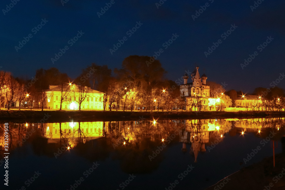 Spring in Vologda. Night scene. Church Of St. John Chrysostom. Reflection i