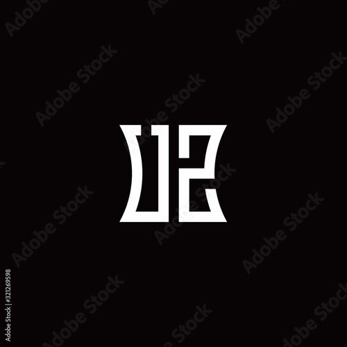 UZ monogram logo with curved side style design template 