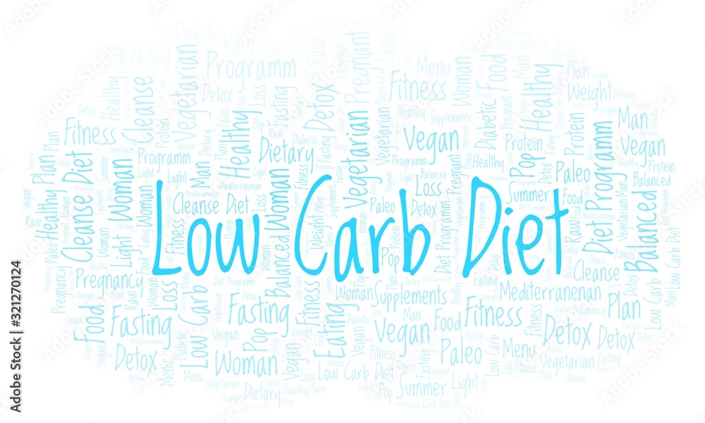 Word cloud with text Low Carb Diet on a white background. Word cloud with text Low Carb Diet on a white background.