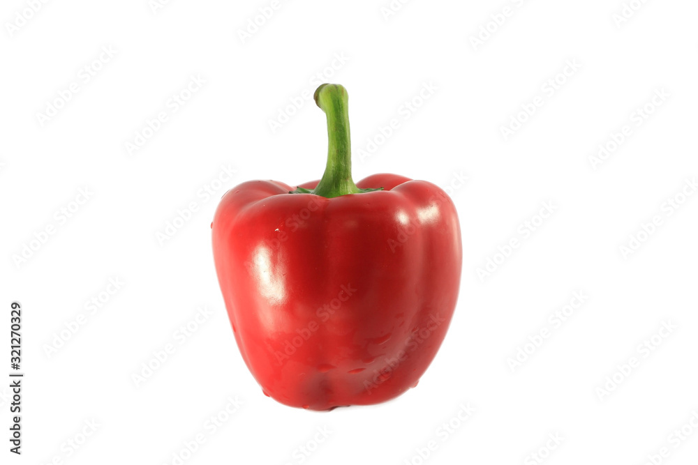 Red bell pepper and white background with isolated clipping path Red bell pepper and white background with isolated clipping path