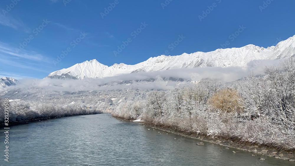 lovely landscape with lot of snow