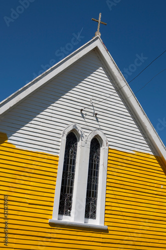 Yellow church Canvastown South Island New Zealand photo