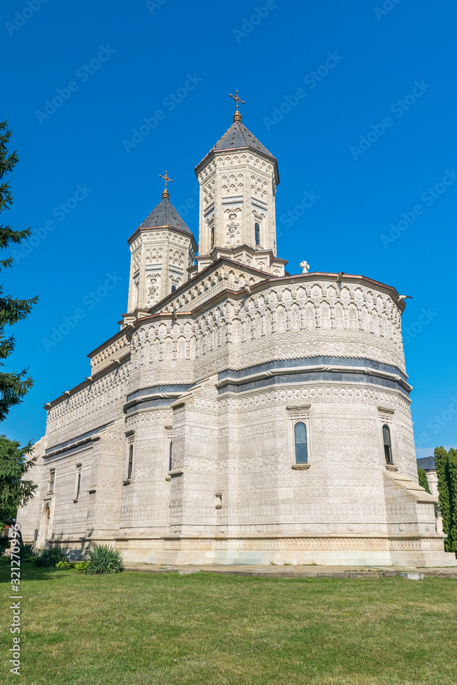 Trei Ierarhi Monastery (Monastery of the Three Hierarchs) in Iasi, Romania. A seventeenth-century landmark historic monument in Iasi. Beautiful church in Iasi on a sunny summer day