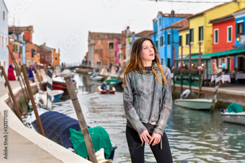 Young girl smile posing Burano Venice