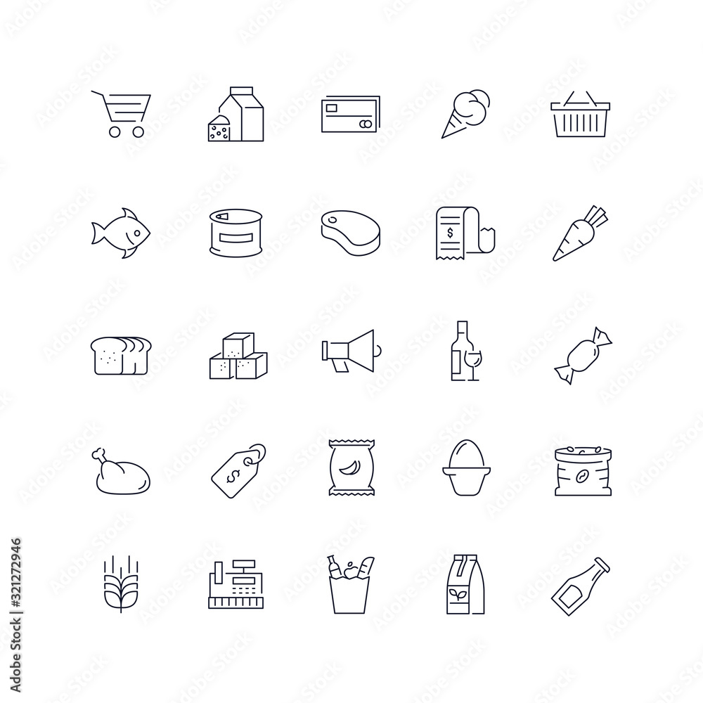  Line icons set. Grocery pack. Vector illustration