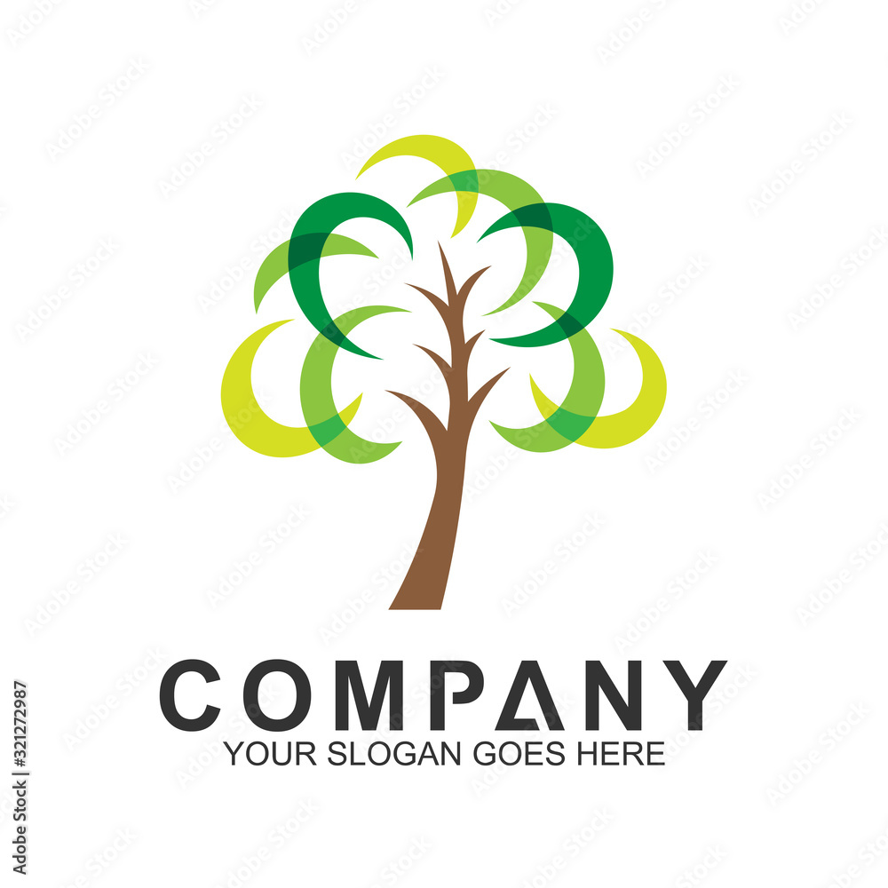 Obraz premium modern tree logo design illustration