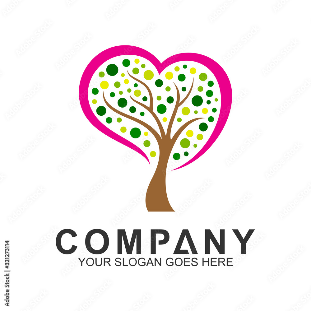Obraz premium love tree logo with simple design
