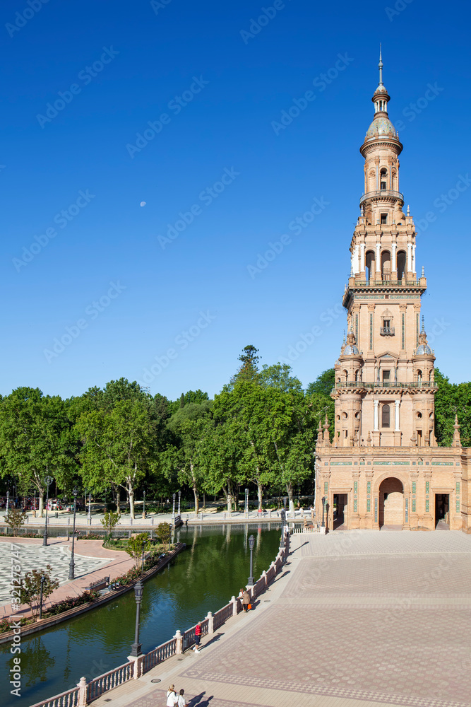 Square of Spain. Neo-Moorish style city ensemble. Seville
