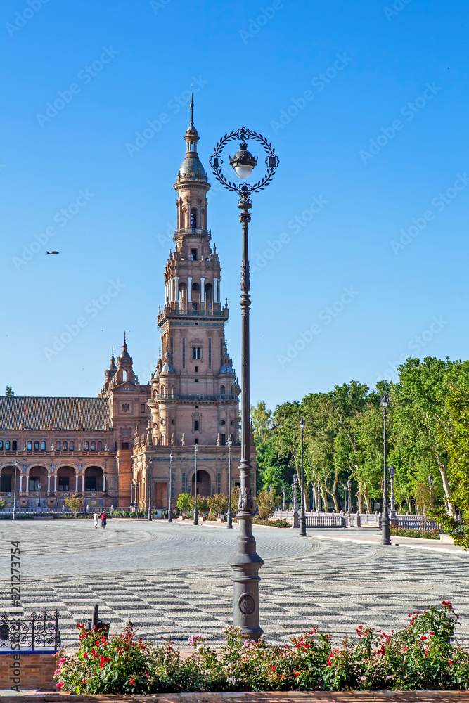 Square of Spain. Neo-Moorish style city ensemble. Seville