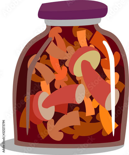 Bank of salted mushrooms, vector illustration