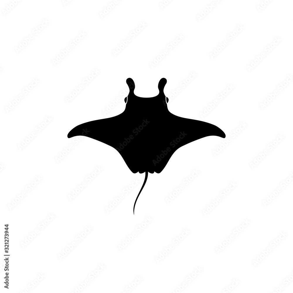 Illustration silouette manta fish sea logo vector design - obrazy, fototapety, plakaty 