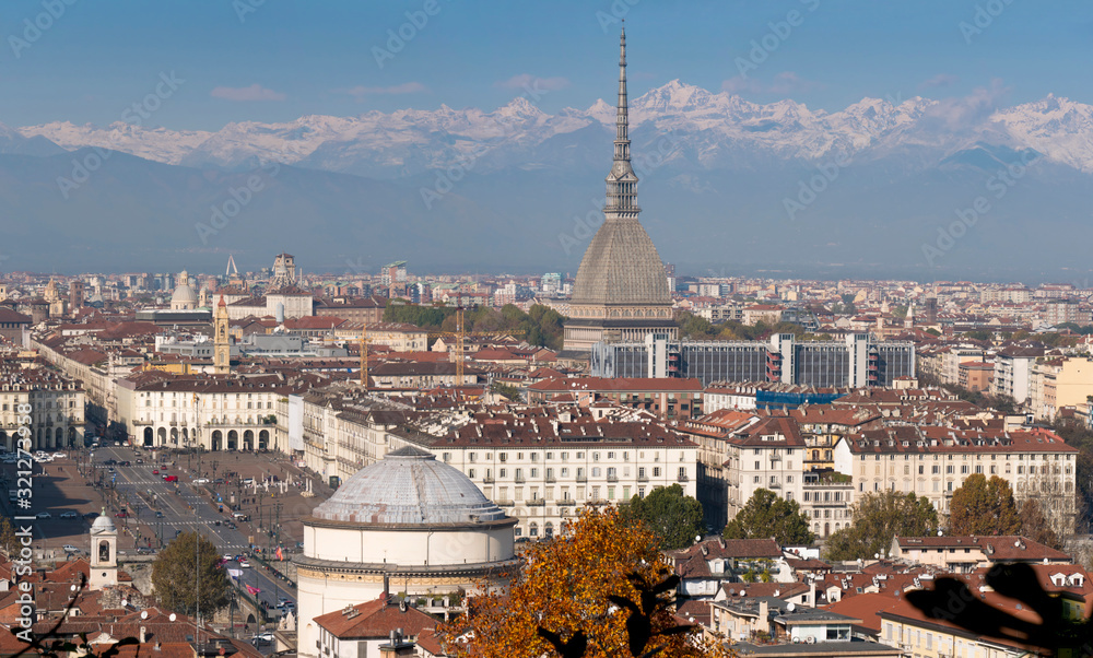 Italy, Turin, Mole Antonelliana and Gran Madre di Dio