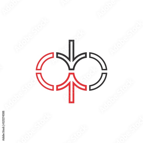 dp letter with upand down arrow logo design vector