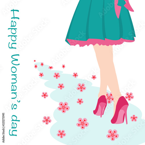Happy woman day with woman walking vector 