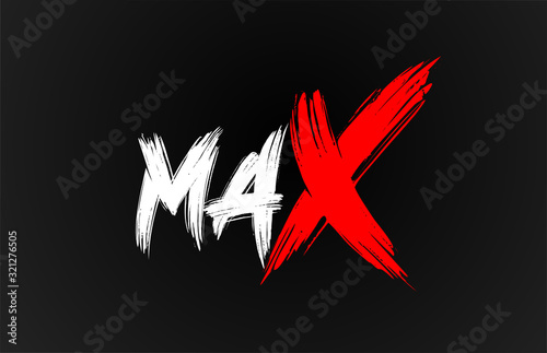 red white black max grunge brush stroke word text for typography logo design photo