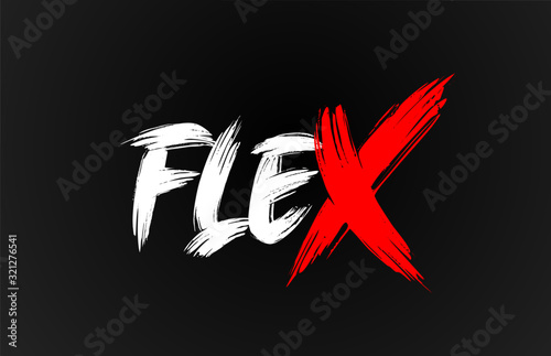 red white black flex grunge brush stroke word text for typography logo design