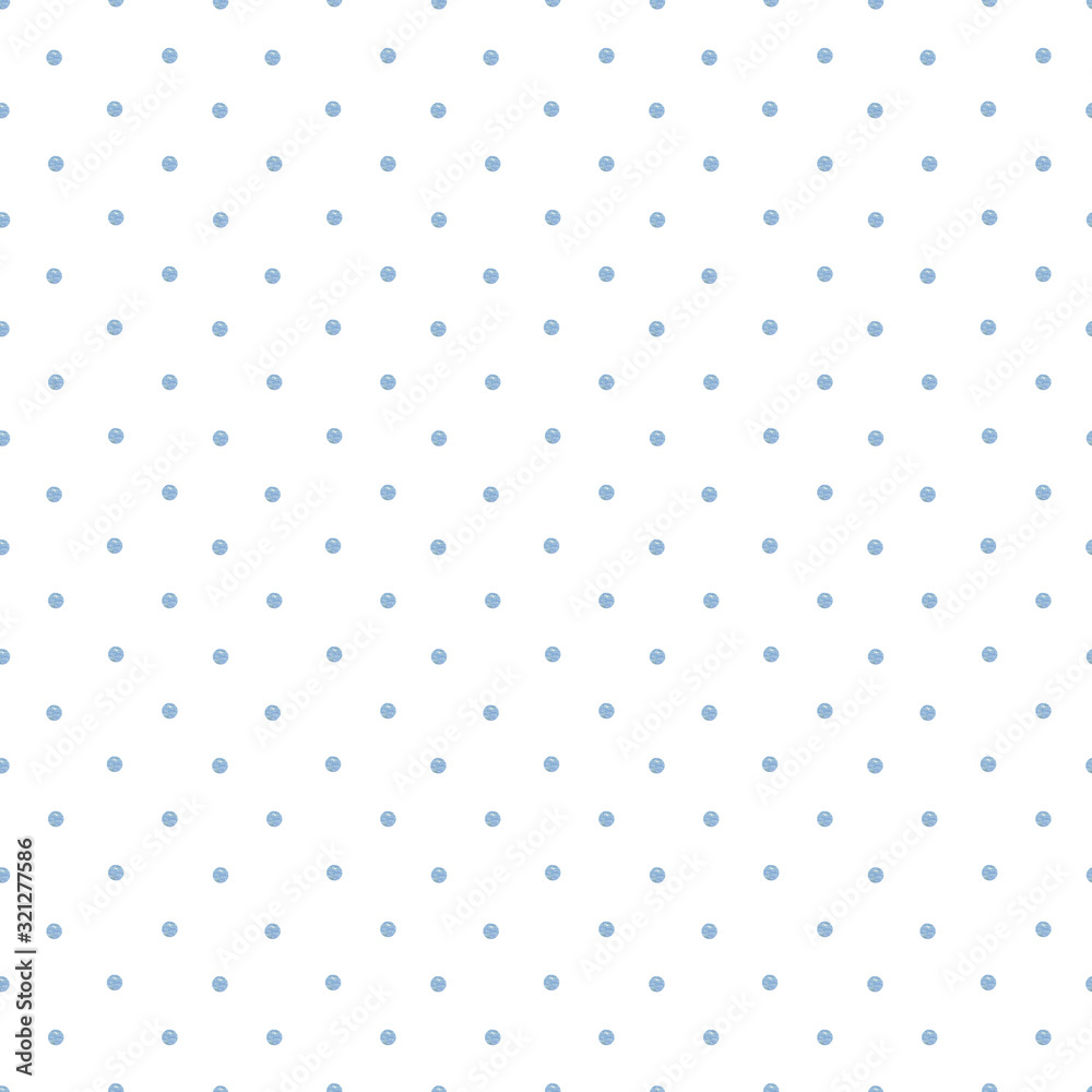 Seamless pattern of blue watercolor polka dots on a white background. Use for valentines day, weddings, invitations and birthdays