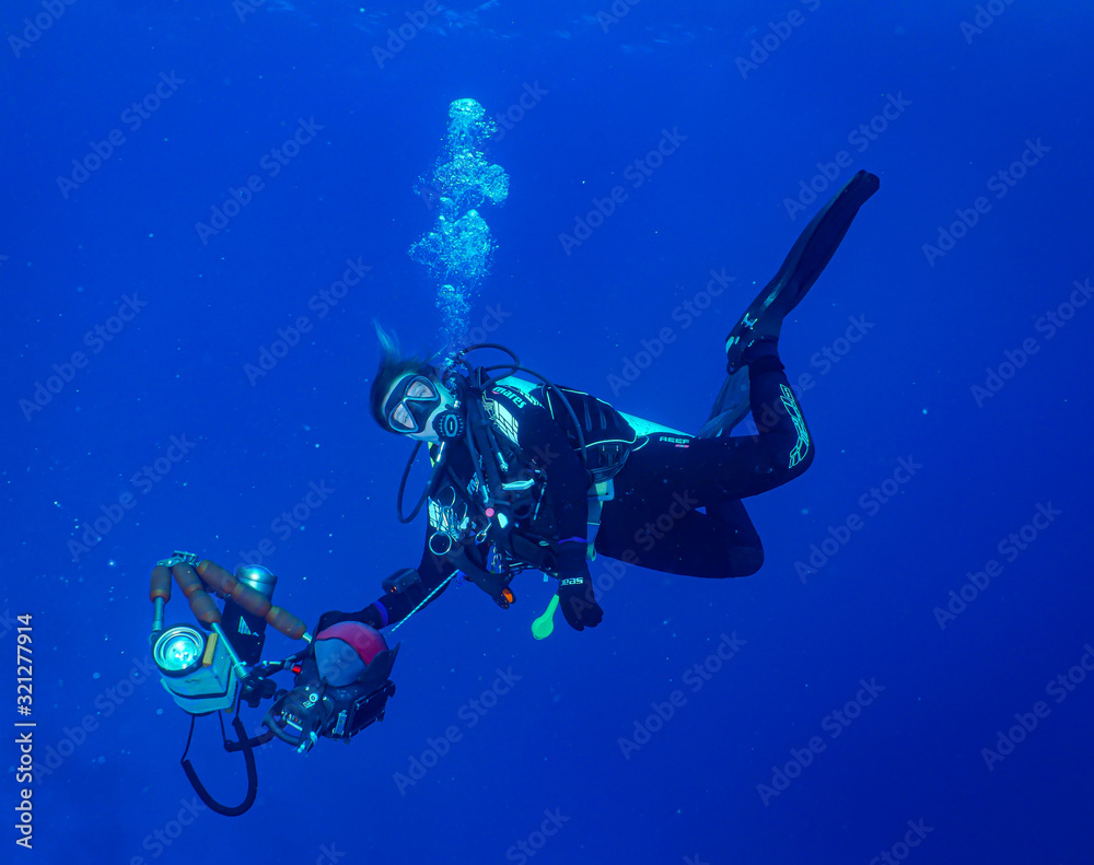 scuba diver with diving mask