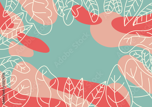 The floral pattern of the leaf has a space in the middle to insert text as a vector.