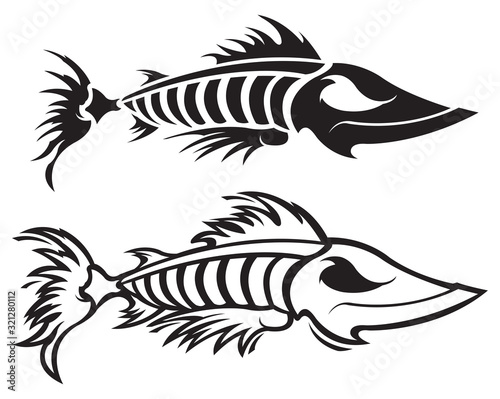 Fish skeleton black and white