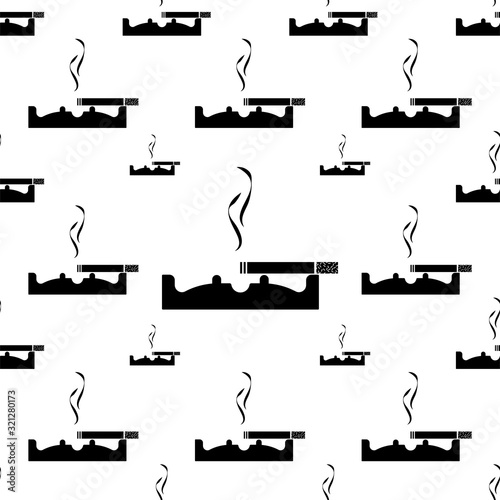 Ashtray Icon Seamless Pattern, Ashtray For Cigarette