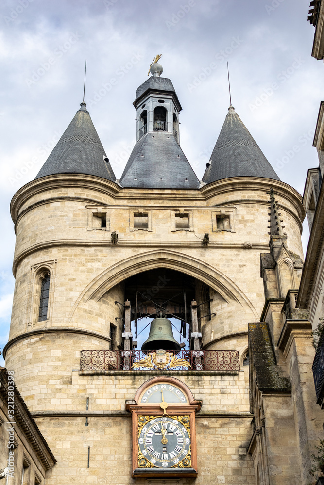 Obraz premium The big bell of Bordeaux. Gate of the wall. Bordeaux, New Aquitaine, France.
