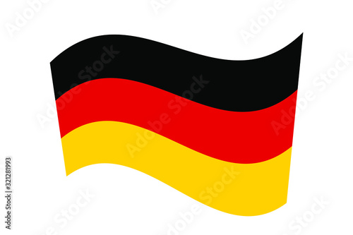 Flag of Germany. Wavy German flag. National Flag of Germany  vector. Tricolor on a white background