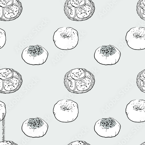 Bialy seamless pattern greyscale drawing