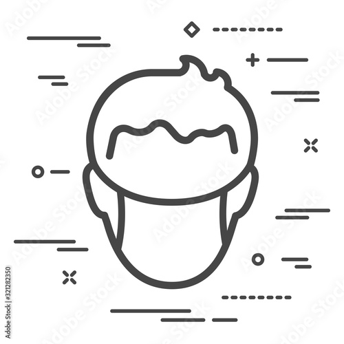 flat silhouette of person head with hygienic medical mask on white background with lines. MERS-Cov, Novel coronavirus (2019-nCoV) stop concept