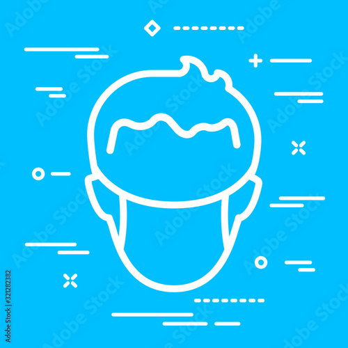 flat silhouette of person head with hygienic medical mask on blue background with lines. MERS-Cov, Novel coronavirus (2019-nCoV) stop concept