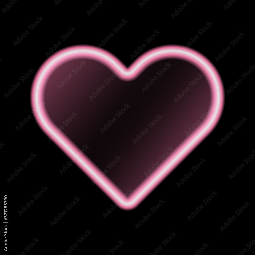 pink heart neon glowing vector