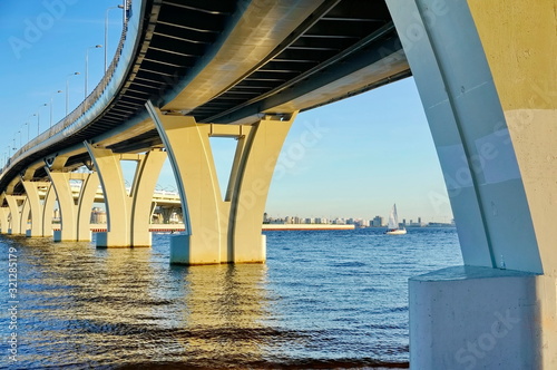 The bridge over the Neva River in St. Petersburg. Industrial Design.