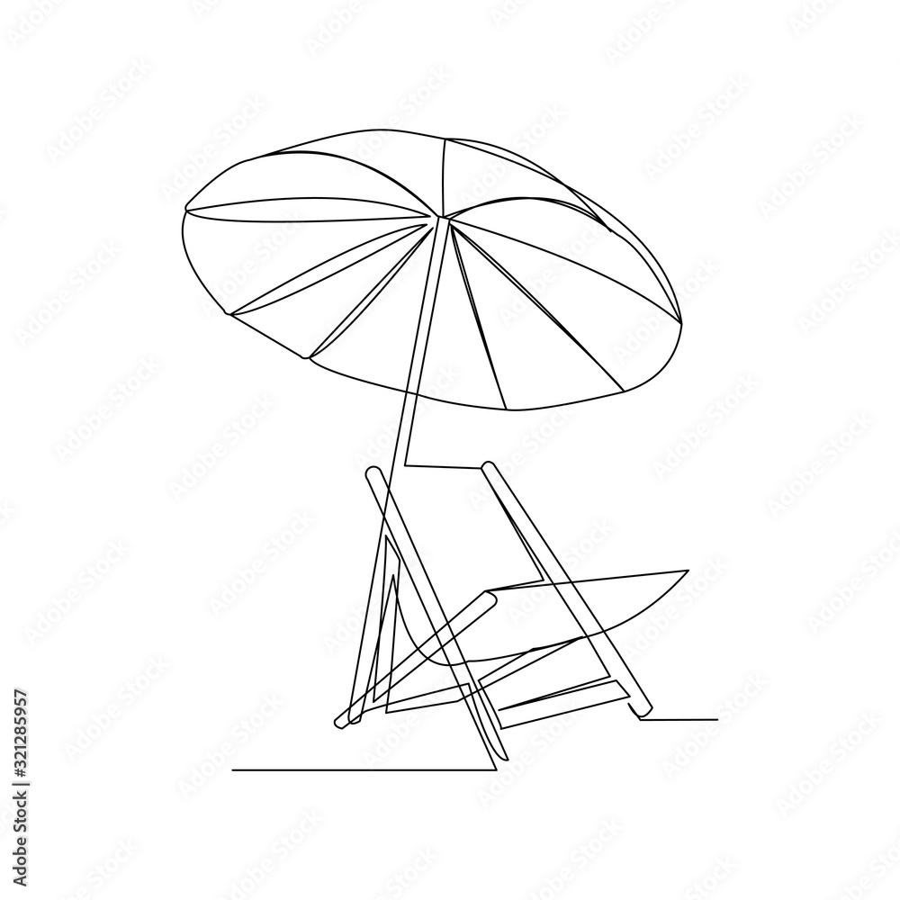 Beach Umbrella Machine Embroidery Design - Sketch Stitch
