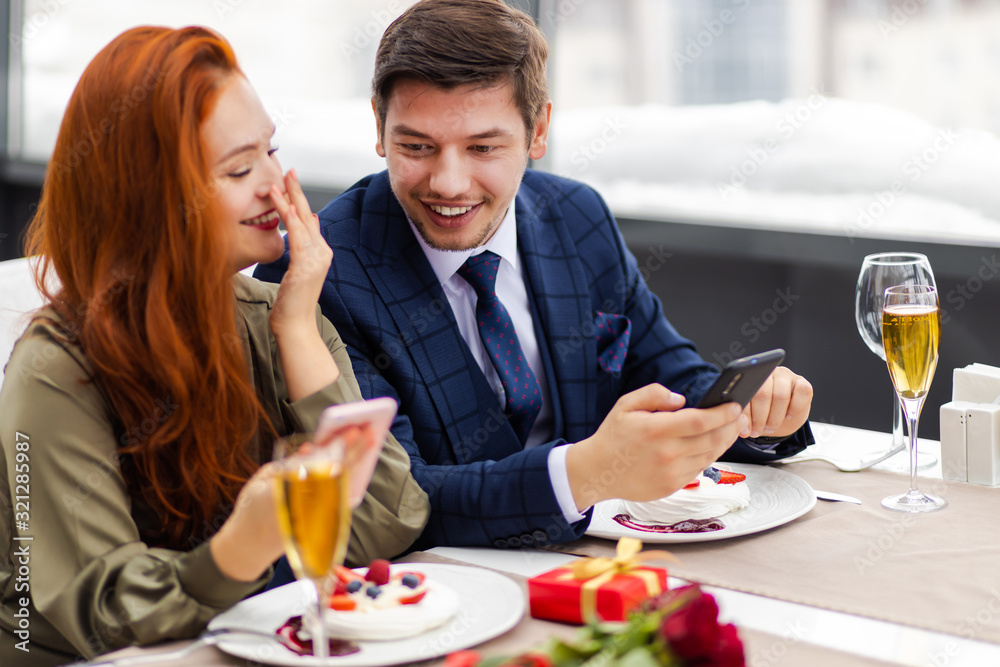 beautiful caucasian couple enjoy to be together, attractive lady and handsome guy spend time together in restaurant, they have dinner. love. marriage, dating, couple concept beautiful caucasian couple enjoy to be together, attractive lady and handsome guy spend time together in restaurant, they have dinner. love. marriage, dating, couple concept