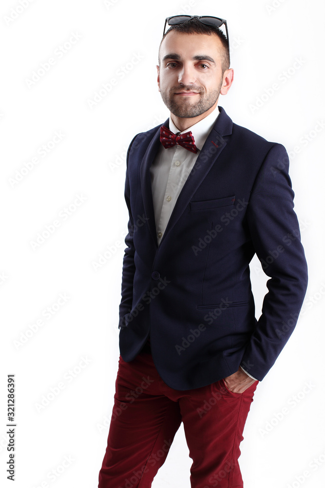 smiling young man with sunglasses on white background smiling young man with sunglasses on white background