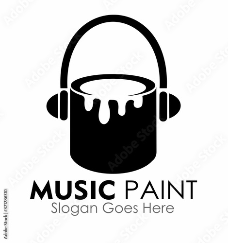 music paint logo design concept vector illustration