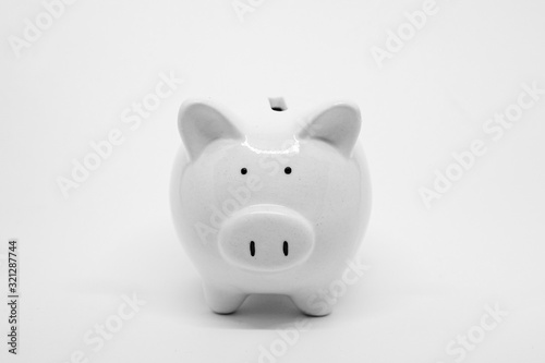 White piggy bank isolate on white background