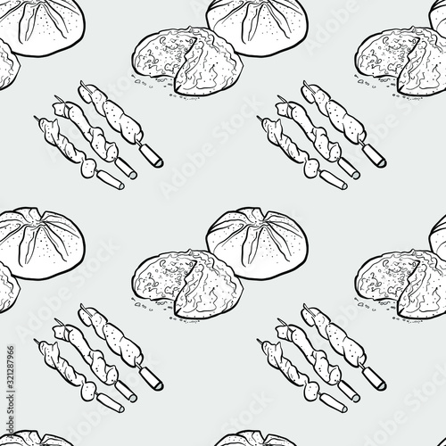 Damper seamless pattern greyscale drawing