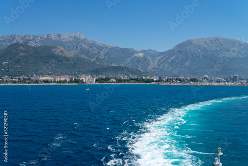 Bar, Montenegro, view from the ferry to harbor and town photo